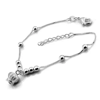 

Fashion crown pendant silver bracelet.Women fashion 925 silver bracelet.Charming lady tassel bracelet.The girl silver jewellery