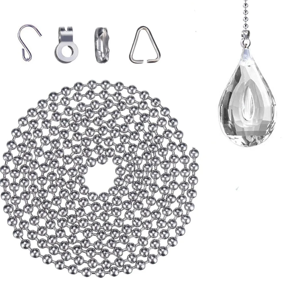 H&D 4Pcs Crystal Prisms Charm Pendant Ceiling Fan Pull Chain Extender with Ball Chain Connector Home Wedding Decor