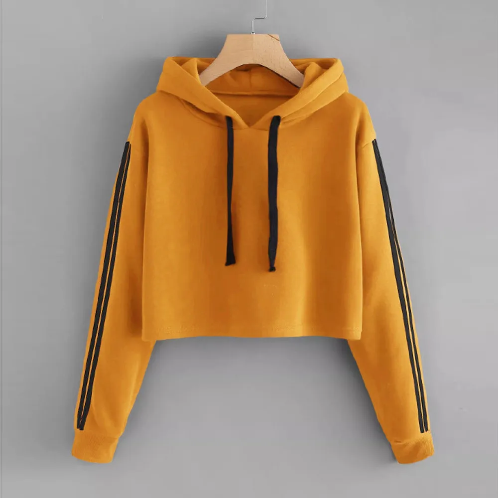 

Winter 2019 Harajuku Sweatshirt Hoodies Women Streetwear Striped Print Kpop Hoodie Korean Style Cropped Tumblr Woman Clothes