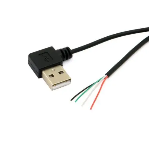 

Chenyang 4 Wires Open to 90 Degree Left Angled USB2.0 A Type Male Cable for DIY OEM Black