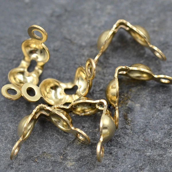 

PINJEAS 14k gold filling 10pcs Clamshell connector Ear buckle jewelry Findings DIY Bracelets necklace end tips