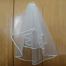 Слой 2 Слоновая Кость Лента Край Свадебная Фата Локоть Длина Фата с Расческой