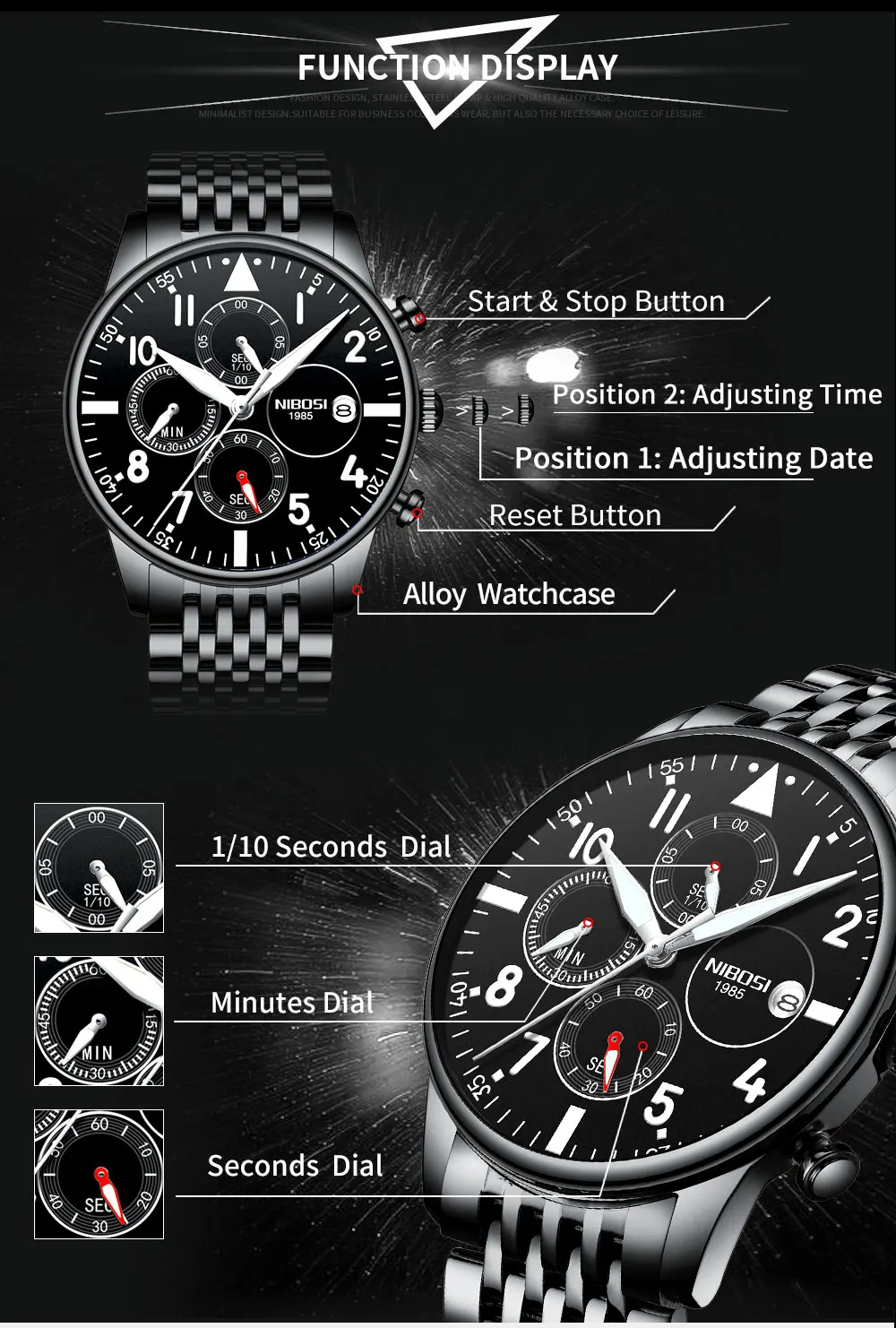 Rologios Masculinos NIBOSI Mens Watches Top Luxury Brand Mens Steel Bracelet Quartz Watch Analog Wristwatch Waterproof Saat (5)