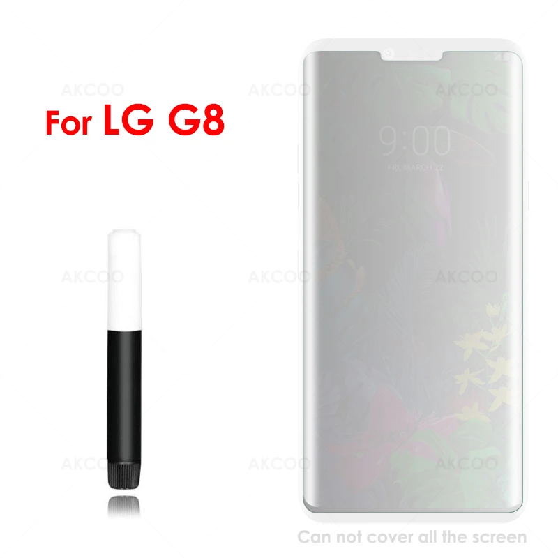 Akcoo G8 ThinQ UV стеклянная Защитная пленка для LG V50 V40 V30 Plus пленка с полным клеем сенсорная пленка для LG G7 - Цвет: For LG G8 ThinQ