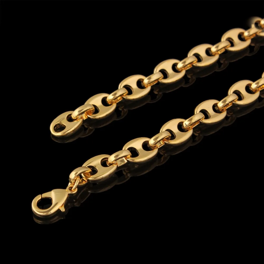

JH Fashion Coffee Beans 60cm Chain Hip-hop Jewelry Gold Necklace For Women Men High Quality Copper Jewelry