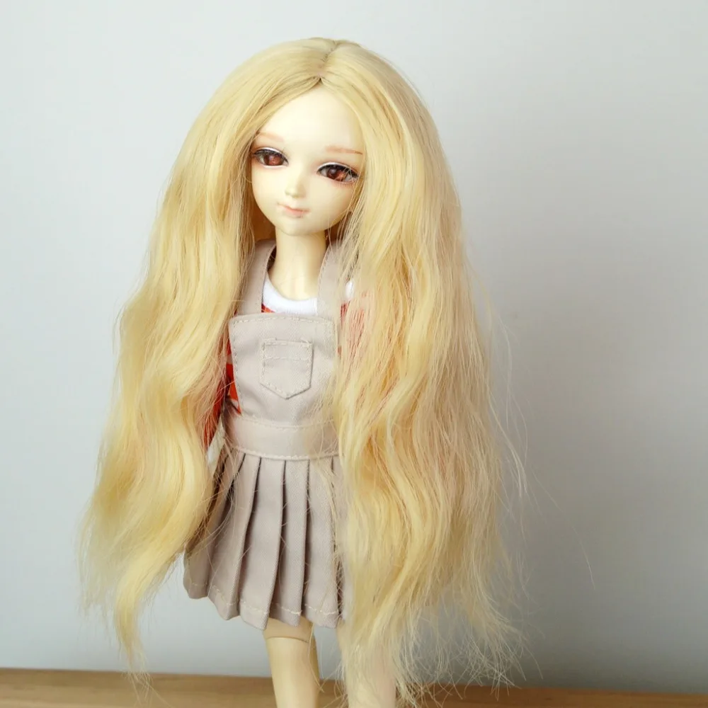 

BJD длинный кудрявый парик золотой для 1/6 11 "1/4 17" 1/3 24 "высокий YOSD MSD SD DK DZ AOD DD кукла бесплатная доставка