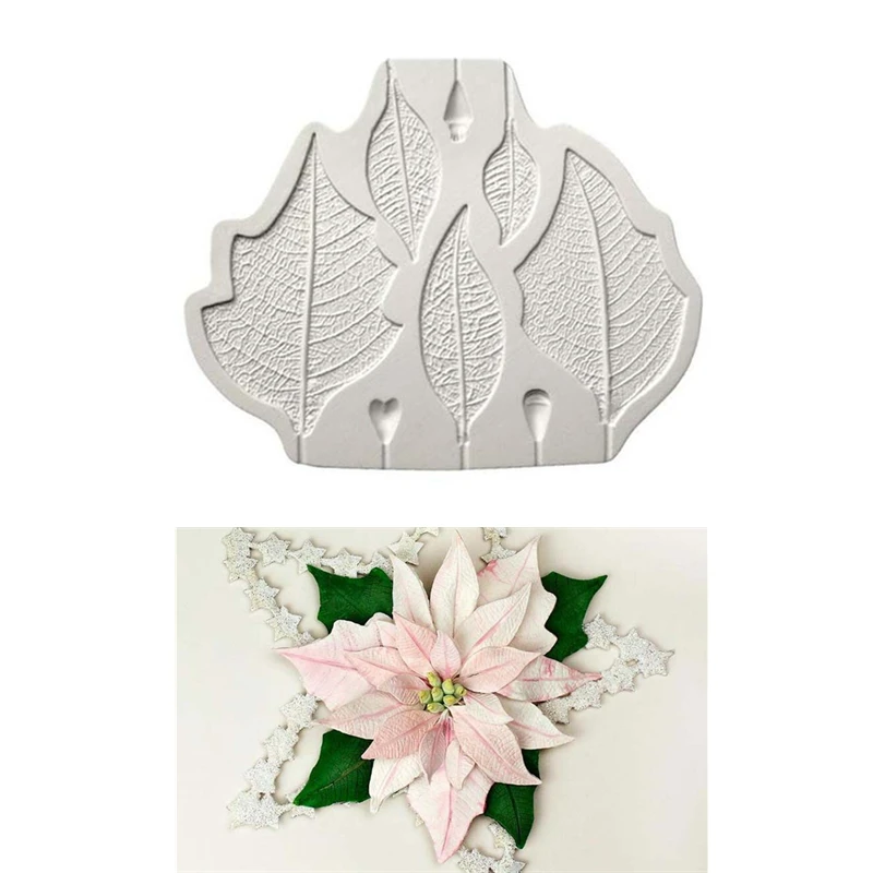 

Poinsettia Fondant Silicone Mold Cookies Chocolate Mould Pastry Candy Biscuits Molds Ice Cube Baking Cake Decoration Tools