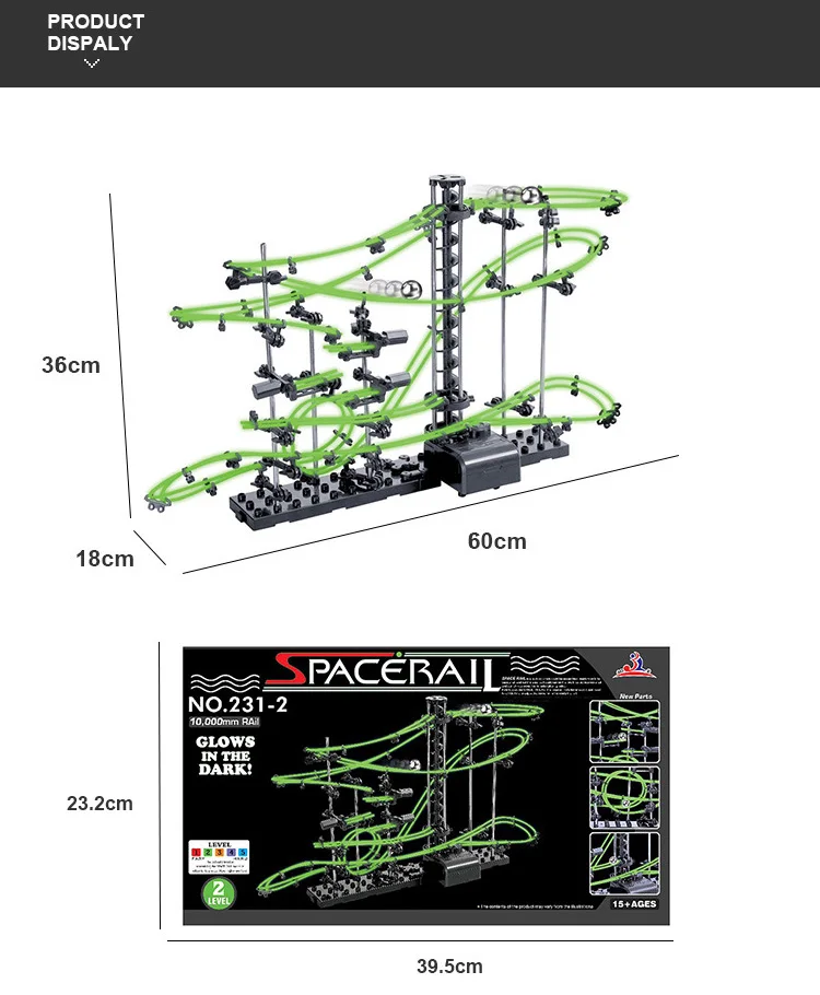 DIY Развивающие игрушки космические рельсы Уровень 2 3 4 Сталь мрамор американские горки светится в темноте Spacerail для детей игрушки подарок