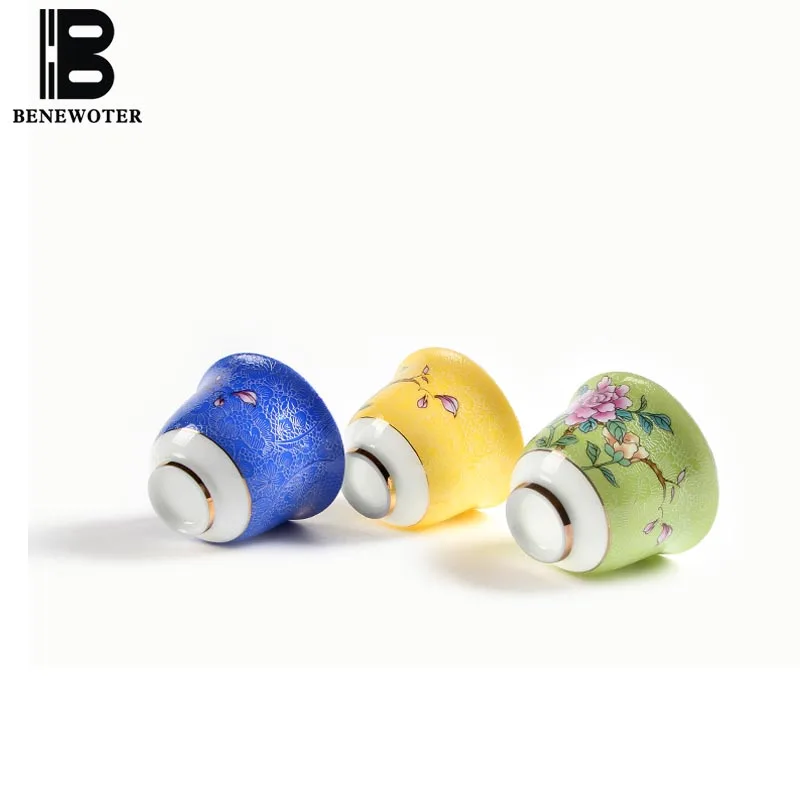 

50ml/60ml Handpainted Jingdezhen Pastel Peony Chinese Traditional Ceramic Porcelain Teacup Kung Fu Tea Set Tea Cup Drinkware