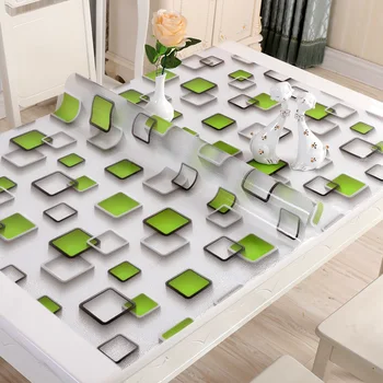 

Simple Table Glass Cloth Soft Tablecloth Waterproof PVC Tablecloth Oil-proof Heat-resistant Temperature Geometry Coffee Mats