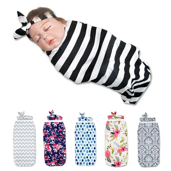 

Newborn Babies Silkworm Swaddle Sleeping Bag With Headscarf Set Infant Autumn Winter Summer Printed Swaddle Blanket Muslin Wrap