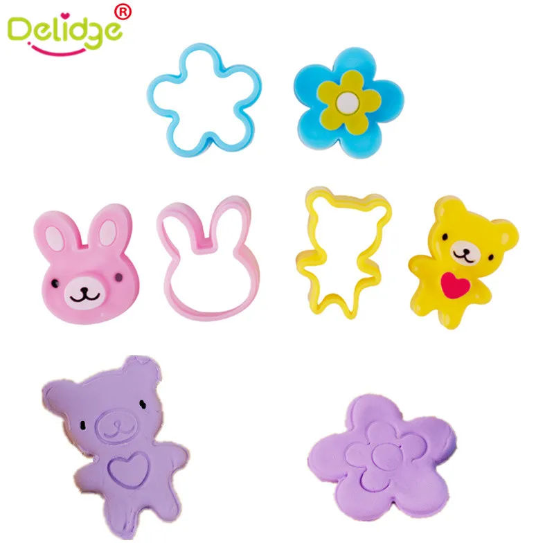 

Delidge 3 pcs/set Flower Bear Rabbit Sandwich Mold Set Plastic Animal Shape Rice Ball Cutting Mold Kids Lunch Food Cutter