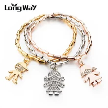 LongWay Ретро Подвеска для мальчика, золотой цвет, браслеты для женщин, Имитация кристаллов, браслеты и браслеты SBR150209