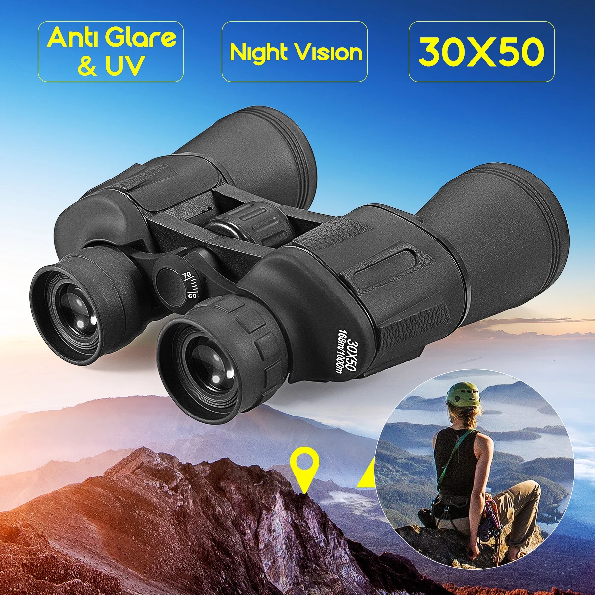 

SGODDE 30x50 Optical Telescope Night Vision Binoculars 5-1000M Powerful Optics Binoculars HD Hunting Camping