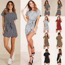 Летнее женское платье, пять цветов, свободное тонкое платье-футболка