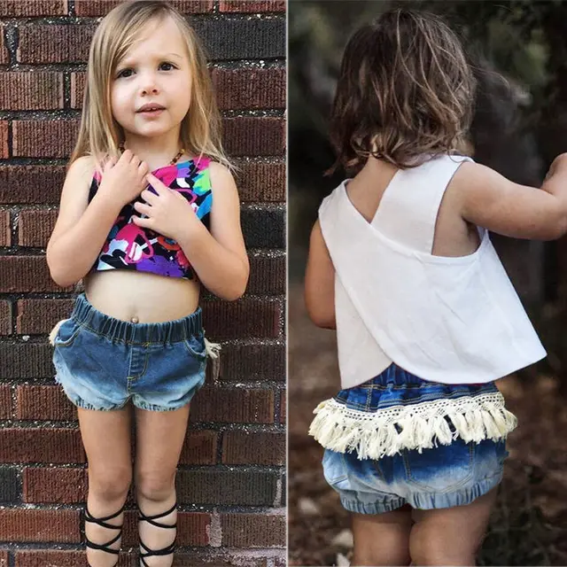 Toddler Kids Baby Boys Girls Outfits Jeans Denim Pants Shorts High