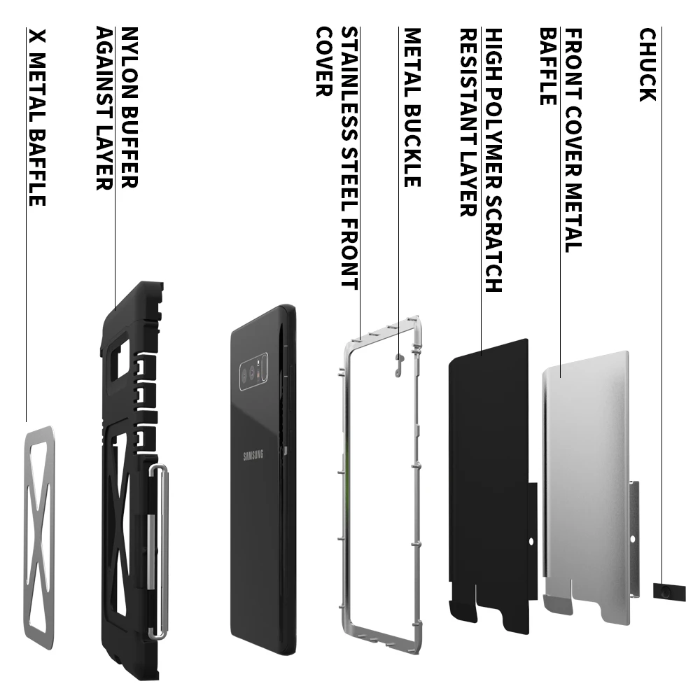 R-JUST чехол для samsung Note 8, Роскошный Жесткий ПК Металлический Стальной противоударный защитный флип-чехол для телефона samsung Note 8, чехол Fundas