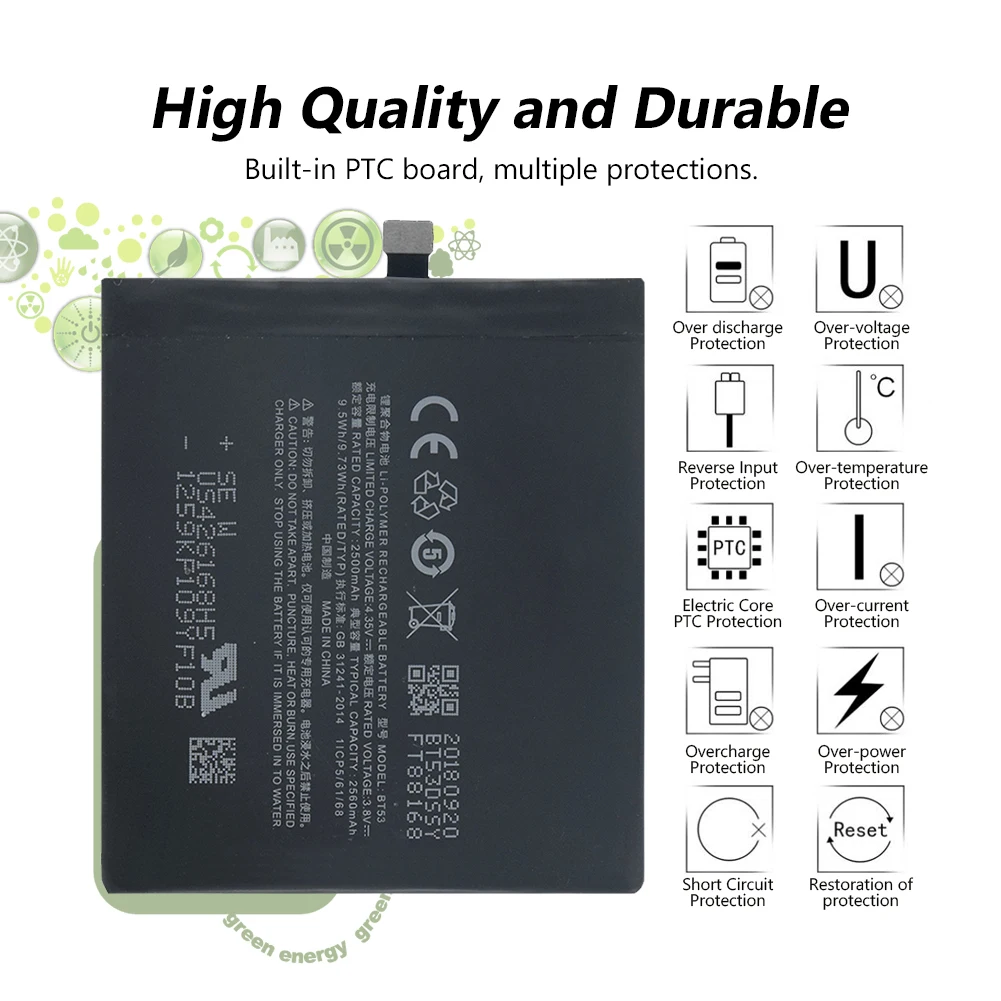 

New Replacement Battery BT53 for MeiZu pro 6 battery For Meizu Pro6 M570C M570M M570Q M570H Mobile Phone Batteries 2560 mah
