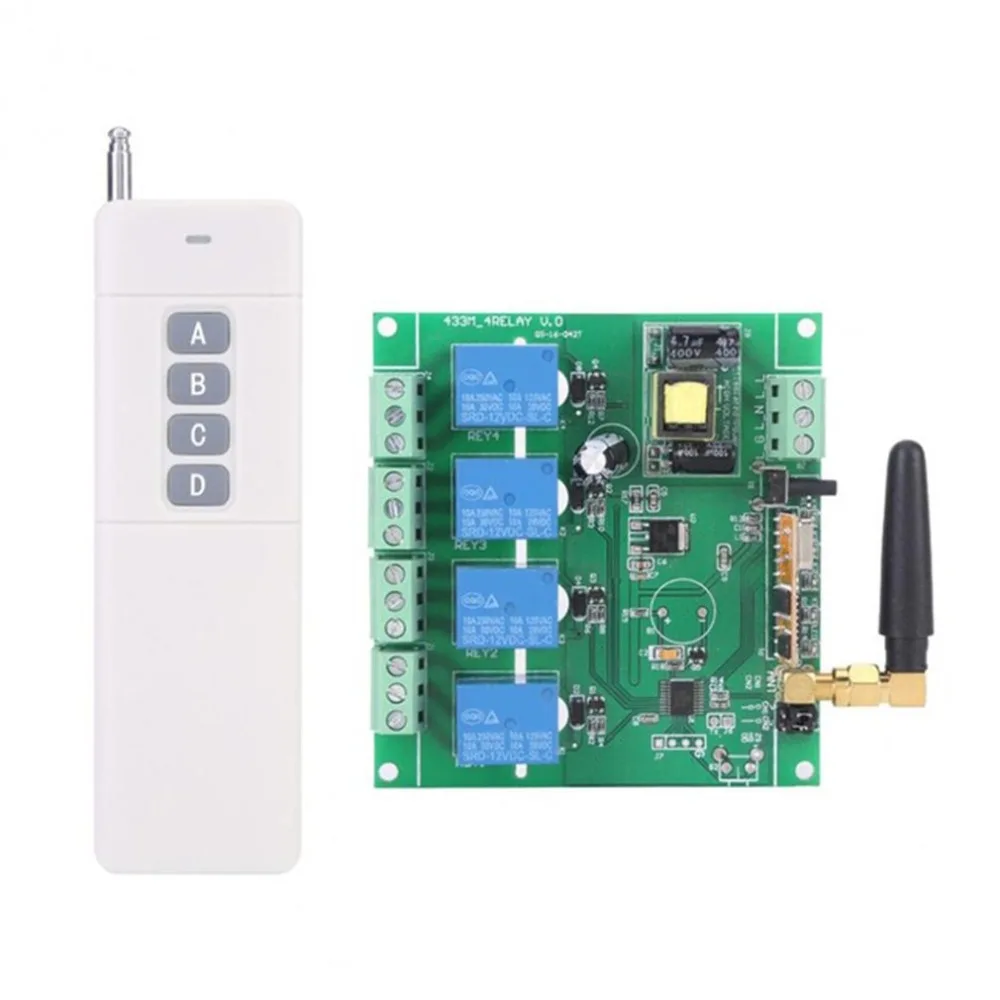 

AC 220V 4 Channel Relay Switch Module Board 433mhz Relay Module with Remote Control
