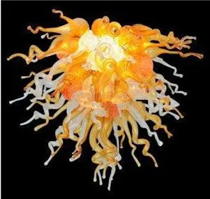 

Contemporary Gold Chandelier with LED Bulbs Hand Made Blown Murano Glass Chandelier for Sale