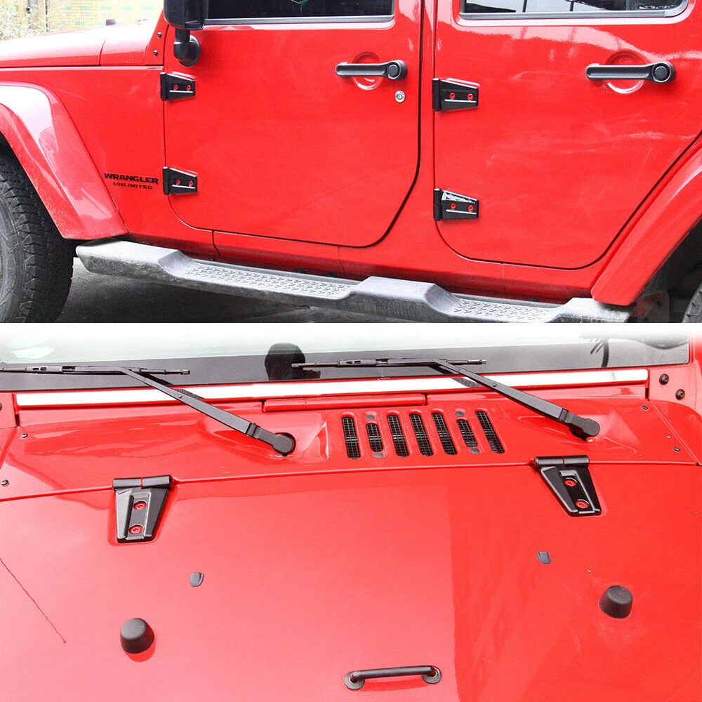 10 шт. многофункциональная капот и Накладка для дверных петель подходит для Jeep Wrangler JK JKU 2007- неограниченное количество аксессуаров для большинства оборудование для автомобиля