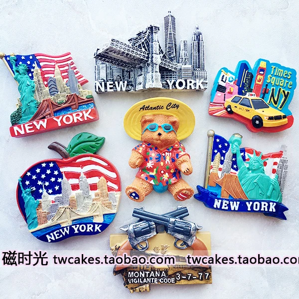 Europe United States New York Tourist Memorial Landscape Fridge Magnets 3D Magnet Sticker Travel Souvenir Kitchen Decoration | Дом и сад