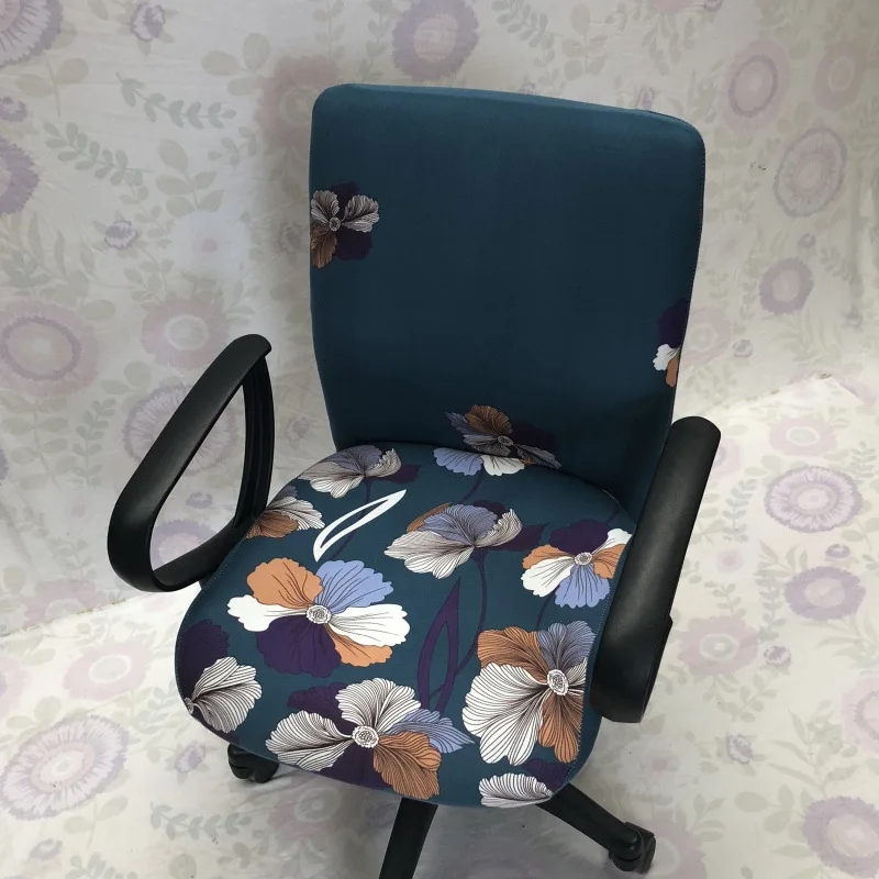 Спандекс офисные компьютерные эластичные чехлы на кресла с цветочным принтом съемный стул Чехлы эластичные Чехлы однотонные - Цвет: 17