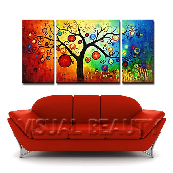 3 Panel Canvas Art With Easy Tree Painting Oil Print 3 Panel Canvas Art With Easy Tree Painting Oil Print Unframed In Calligraphy From Home Garden On Aliexpress Alibaba