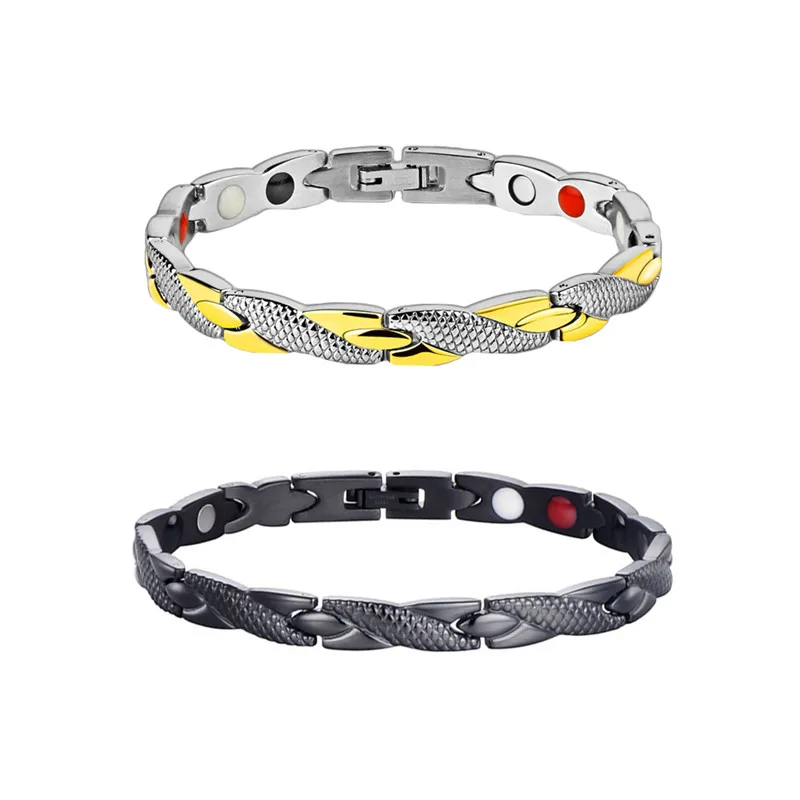Weight Loss Magnetic Bracelet Men Gold Chain Germanium Bracelet Male Hologram Stainless Steel Bracelets Bangle for Women Men