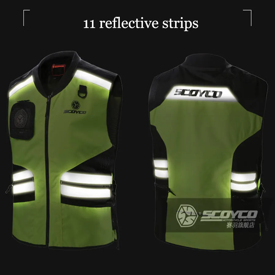 SCOYCO Регулируемая мотоциклетная высокая видимость куртки мульти-карманный дизайн CyclingJersey светоотражающий защитный жилет одежда JK32