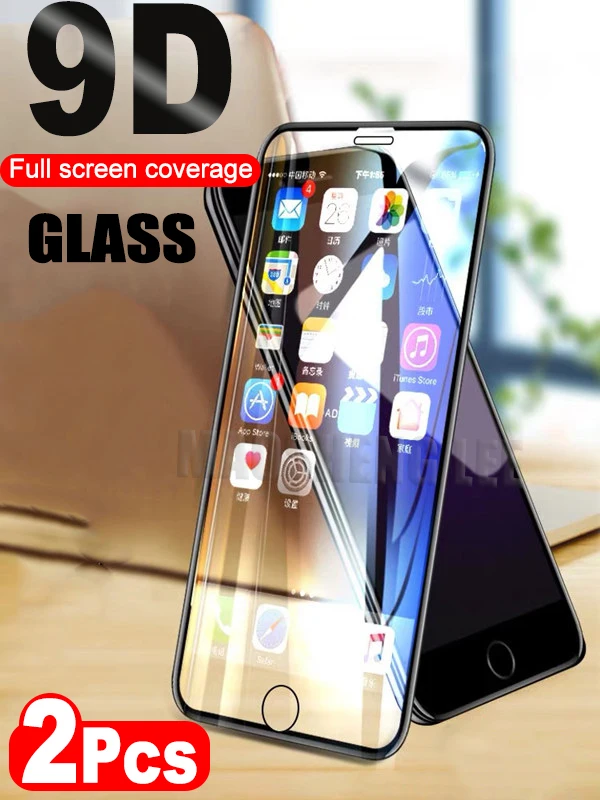 2 шт./лот 9D стекло для iPhone 6 6S 7 8 Plus закаленное защиты экрана iphone 7Plus полноэкранная