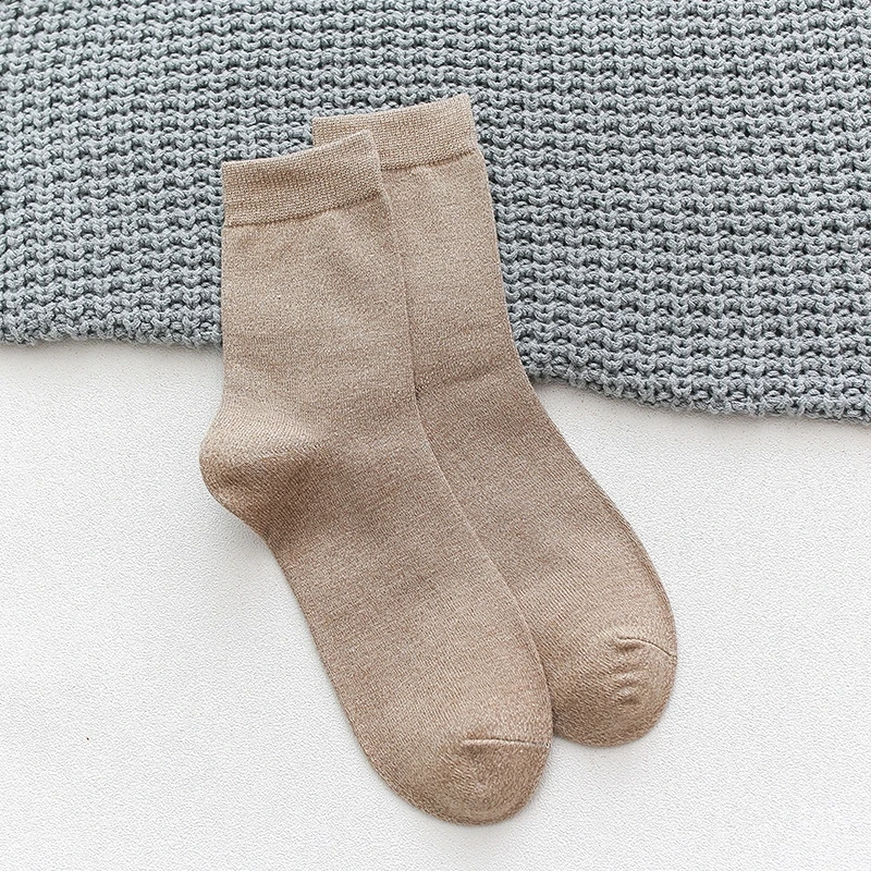 Зимние теплые толстые мужские носки из хлопка высокого качества, деловые повседневные носки, дышащие носки без пятки - Цвет: khaki
