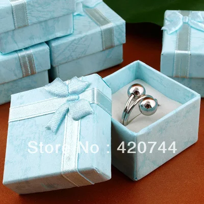 

12Pcs/Lot Blue Paperboard Jewelry Ring Gift Box Case 4x4x2.6cm HOT
