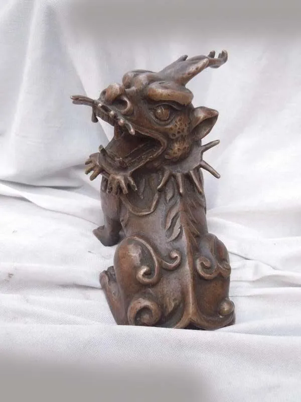 

China bronze copper carved Foo Dogs Lion Sculpture statue