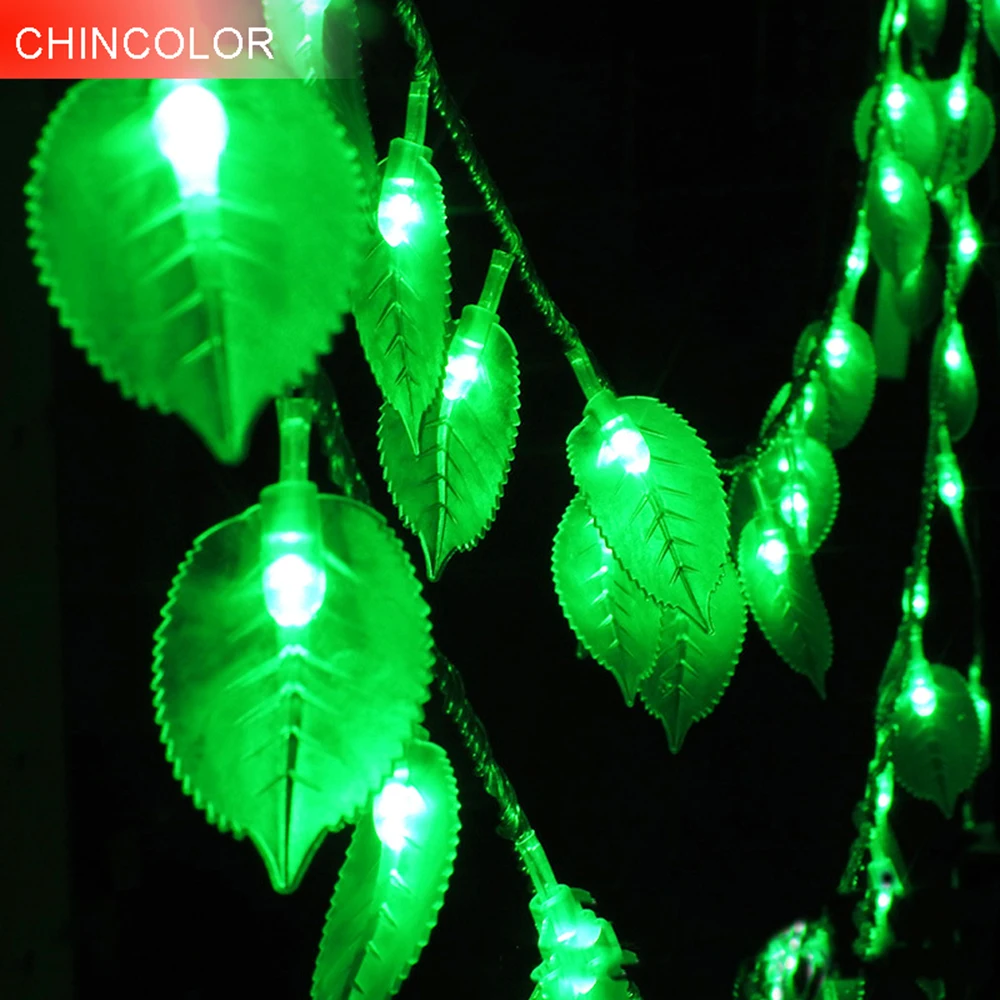 10m 100leds Holiday lights Green leaves LED light string New year AC
