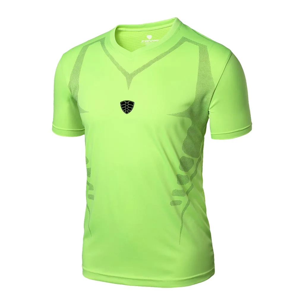 Летние мужские футболки для футбола, футболки для спортзала, футболки для футбола Camisa Masculina Maillot Foot Camisas, тонкие футболки, рубашка для бега - Цвет: FN07 Green