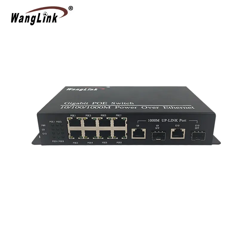 Wanglink Gigabit 8 port 48 V interruptor de POE, 1000 mbps, interruptor de ethernet, 8 Port POE + 2 puerto de enlace ascendente SFP conmutador de red 1 ps - 1