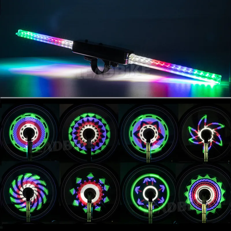 Perfect Leadbike Bicycle Wheel Light 64 LEDs 30 Patterns Double Side Display Bike Front Tail Light Spoke Light Waterproof Tire Light 0