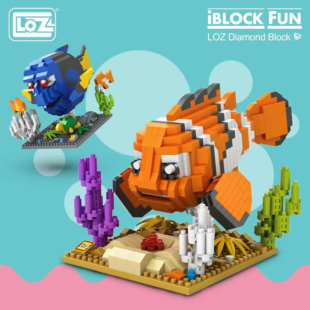 

LOZ Diamond Blocks Tropical Fish Toys Plastic Clown Fish Regal Blue Tang Building Blocks Figures Christmas Gift Anime 9726-9729