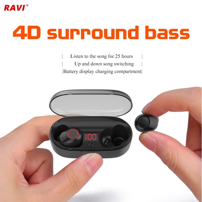 Ravi j29 Wireless Bluetooth Earbuds 5.0 TWS Earphones Twins Earpieces Stereo Headset Casque Sport Charger Box For xiaomi huawei |
