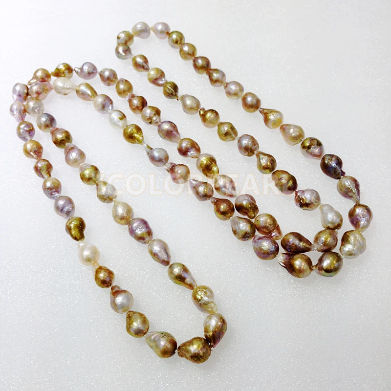 WEICOLOR Popular 125 cm de largo 10-12mm de gota de agua/Irregular Natural perla de agua dulce joyería collar. - 1