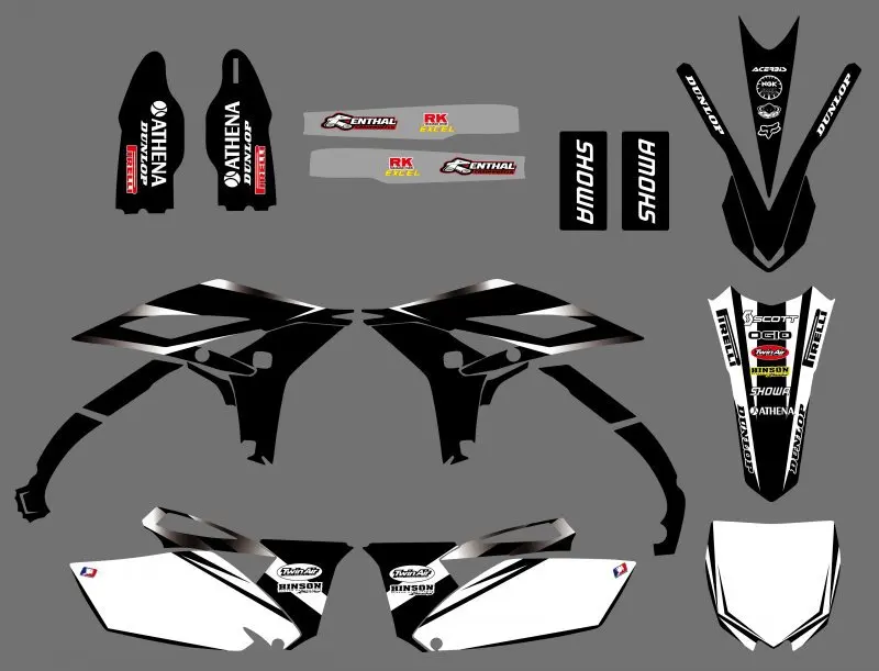 

0131 Black& White New Style TEAM GRAPHICS DECALS FOR  YZ250F YZF250 2010 2011 2012 2013