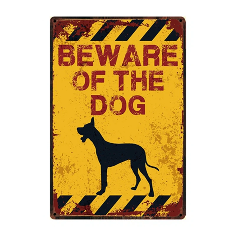 [ Kelly66 ] Beware Of The Dog Pig Horse Wolf Monkey Metal Sign Tin Poster Home Decor Bar Wall Art Painting 20*30 CM Size Dy82