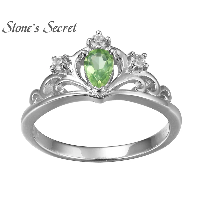 Vintage Crown Ring for Women Peridot Natural Stone 925 Sterling Silver Wedding Birthday Gift Girl Child Jewelry | Украшения и