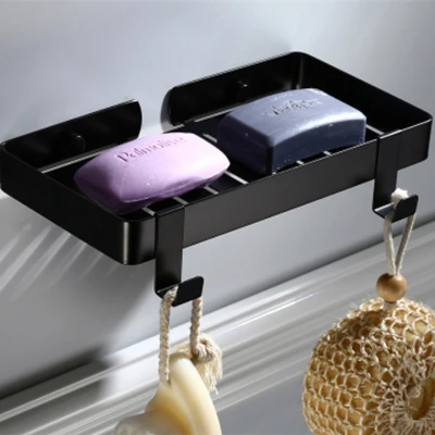 Bathroom Wall Mount Stainless Steel Soap Dish Holder commodity shelf with hooK
