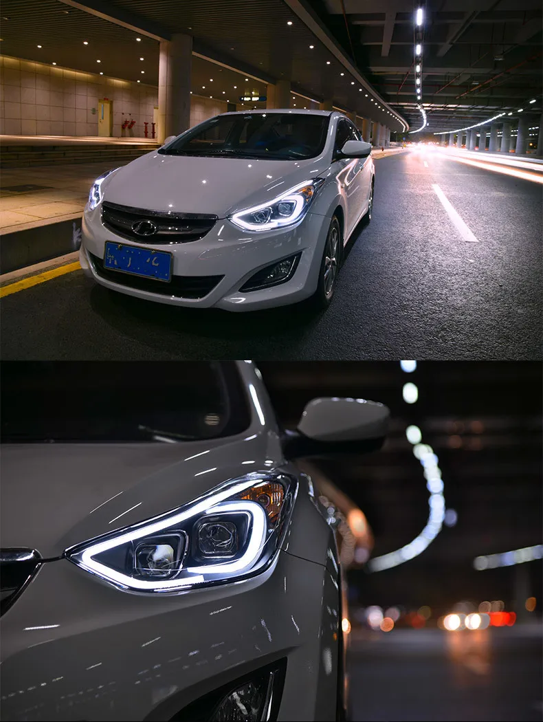 2 шт. головная лампа для hyundai ELANTRA 2012- фары светодиодный фары для HUNDAI ELANTRA DRL Высокая Низкая Биксеноновая линза ближнего света с HID передней