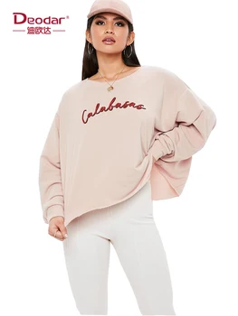 

Deodar Sports And Leisure Street Wind Oversized Not Locked Design Light Pink Round Neck Sweatshirts