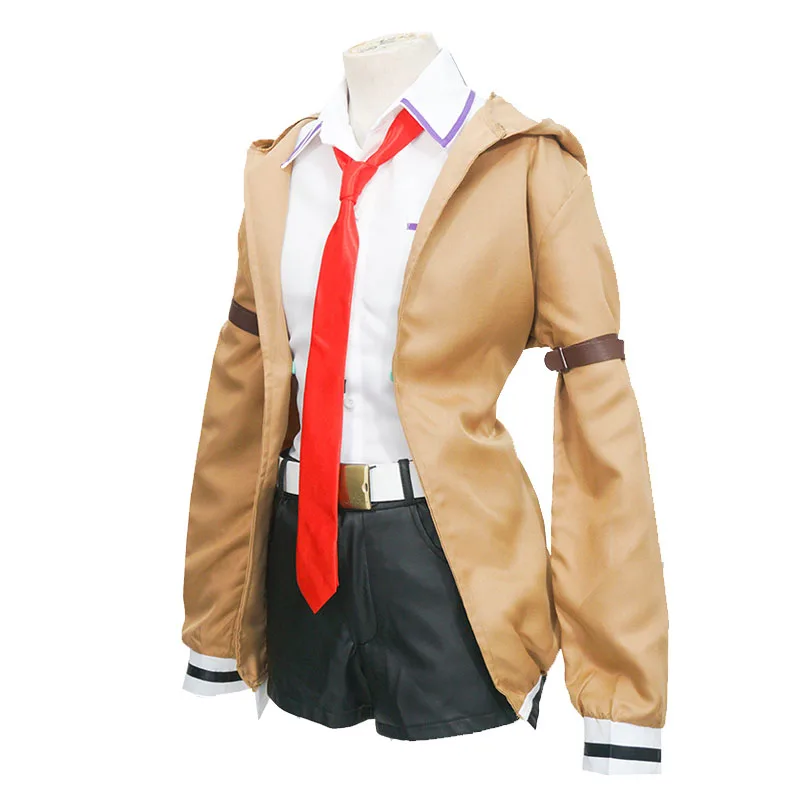 Steins Gate 0 Kurisu Makise Cosplay Costume Anime School Uniform Full Sets Coat + Shirt + Shorts Drop Ship