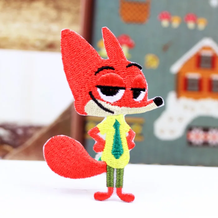 

Free shipping New arrival 3pcs cartoon zootopia Fox Nick patch Iron On embroidered Patches garment Appliques accessory
