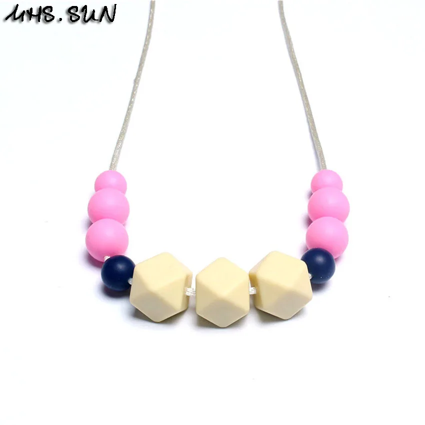 MHS.SUN 2017 Fashion baby chew necklace cute silicone beads DIY